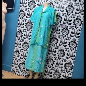 Elegant Blue Floral Midi Dress